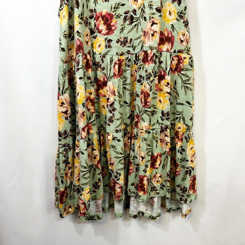 Torrid Super Soft Plus Size 3X Tank Top Green Floral Tiered Babydoll Swing 467 - Picture 6 of 10
